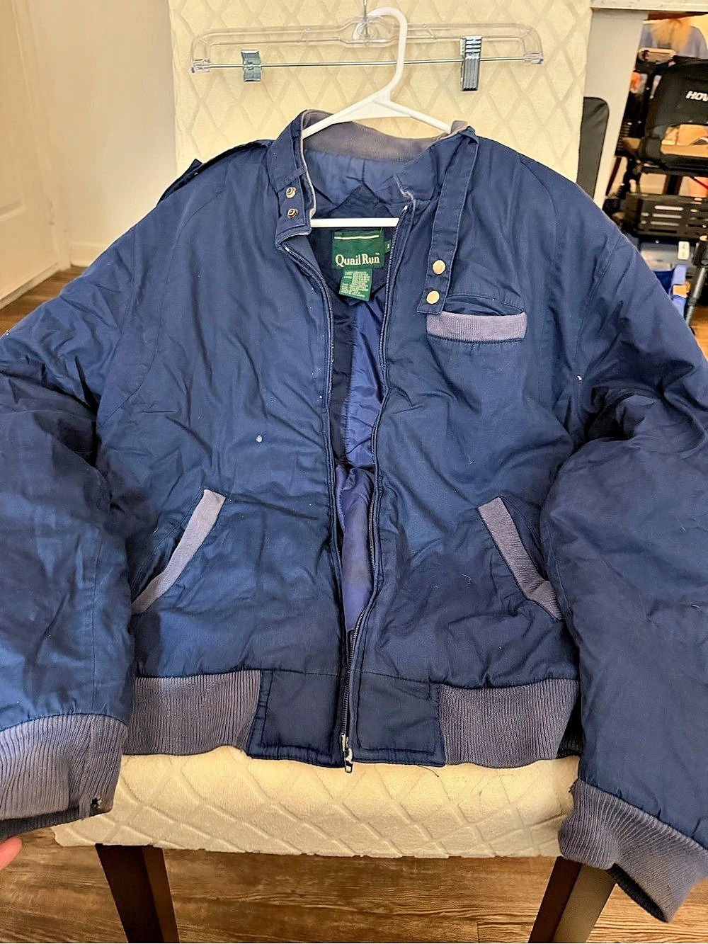 Quail Run Men's Bomber Jacket Blue Size Medium